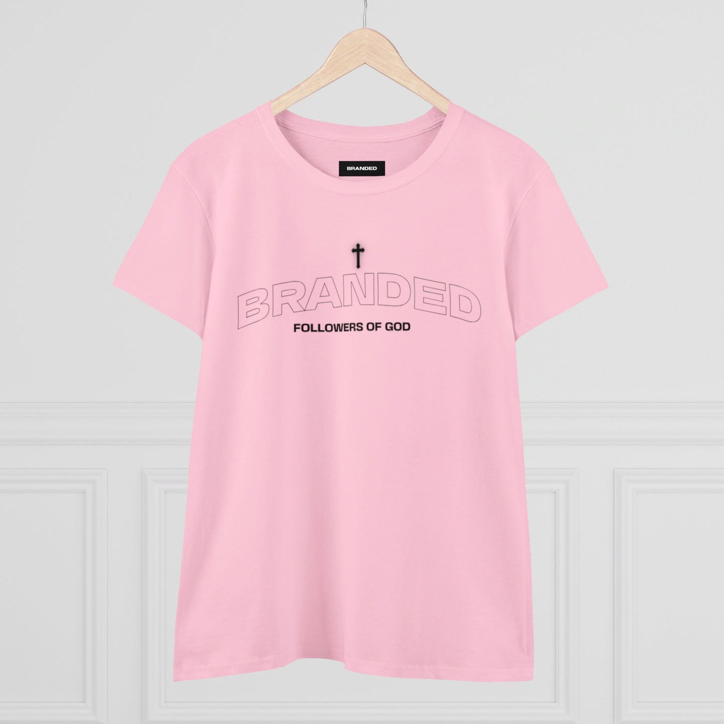 WOMENS BRANDED PINK CROSS TEE