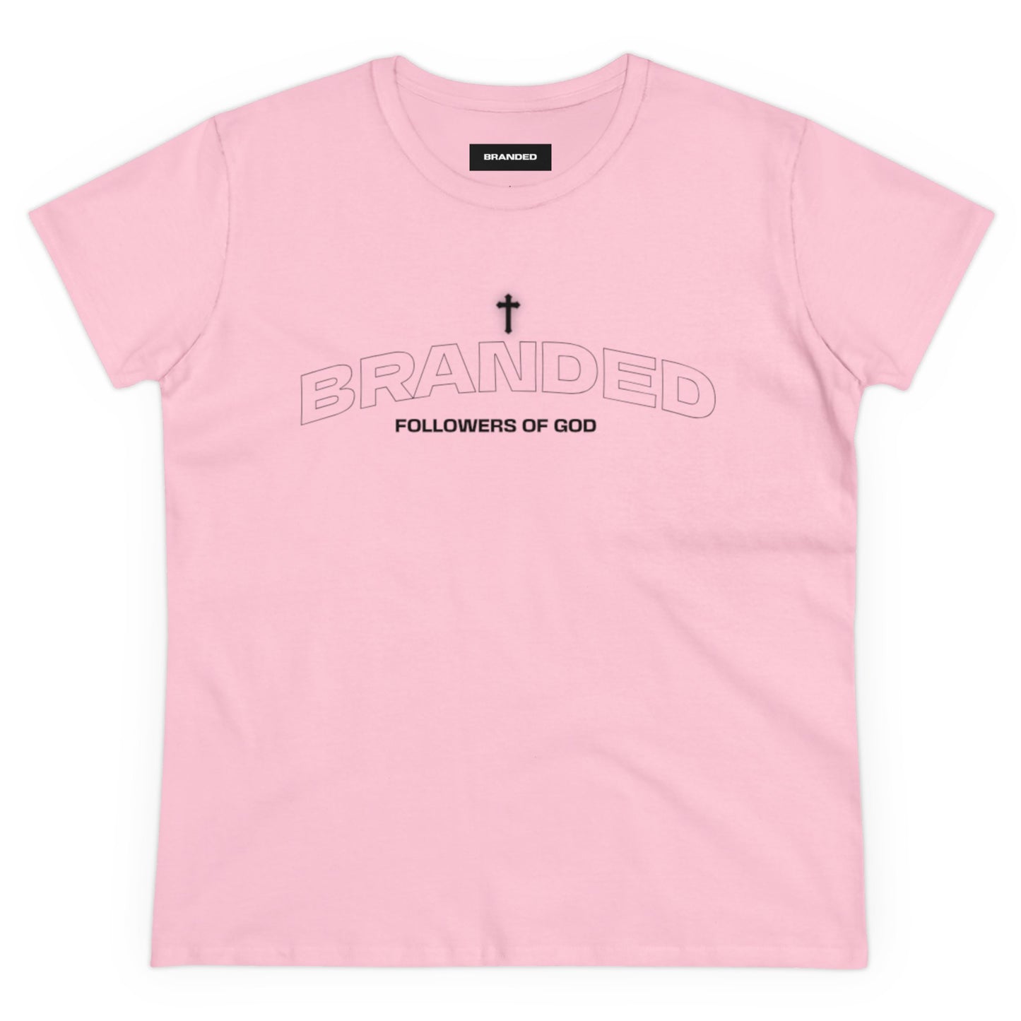 WOMENS BRANDED PINK CROSS TEE