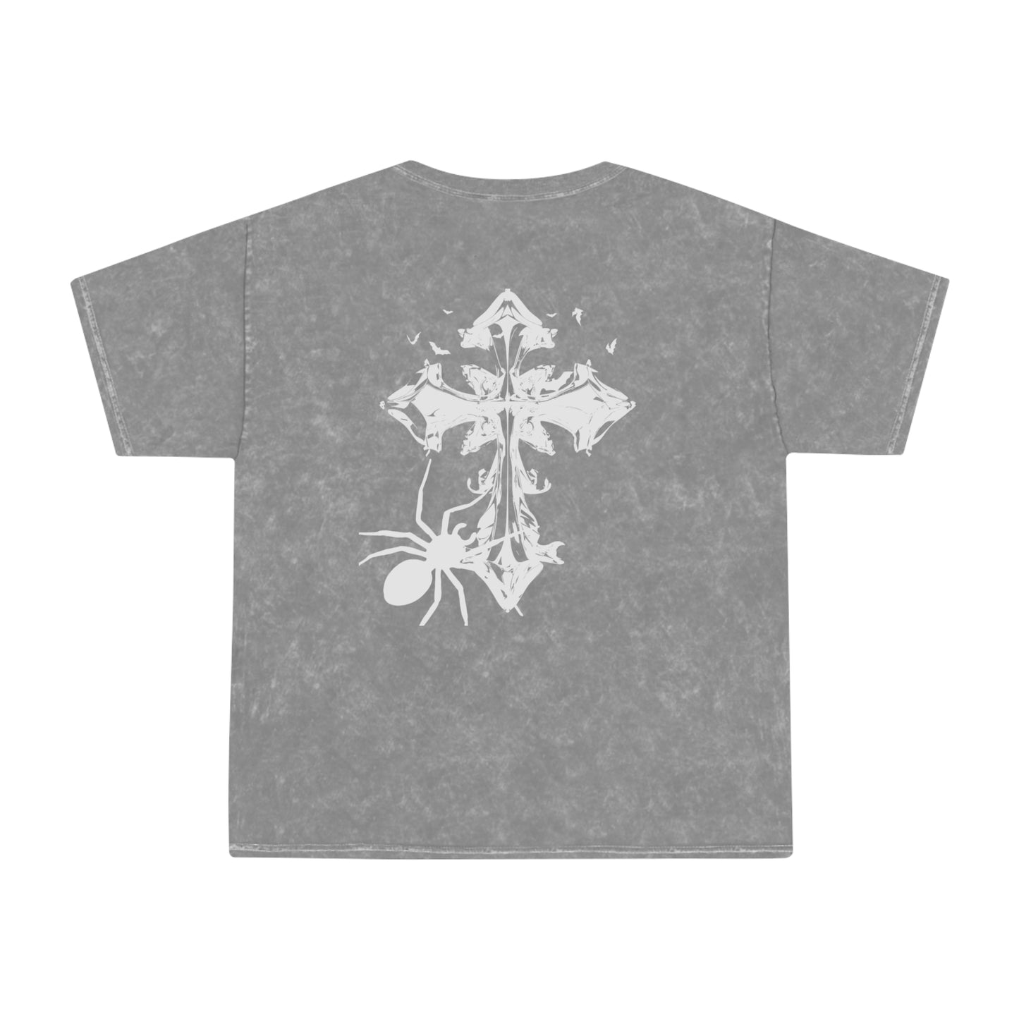 ACID WASHED BRANDED GOTHIC CROSS TEE