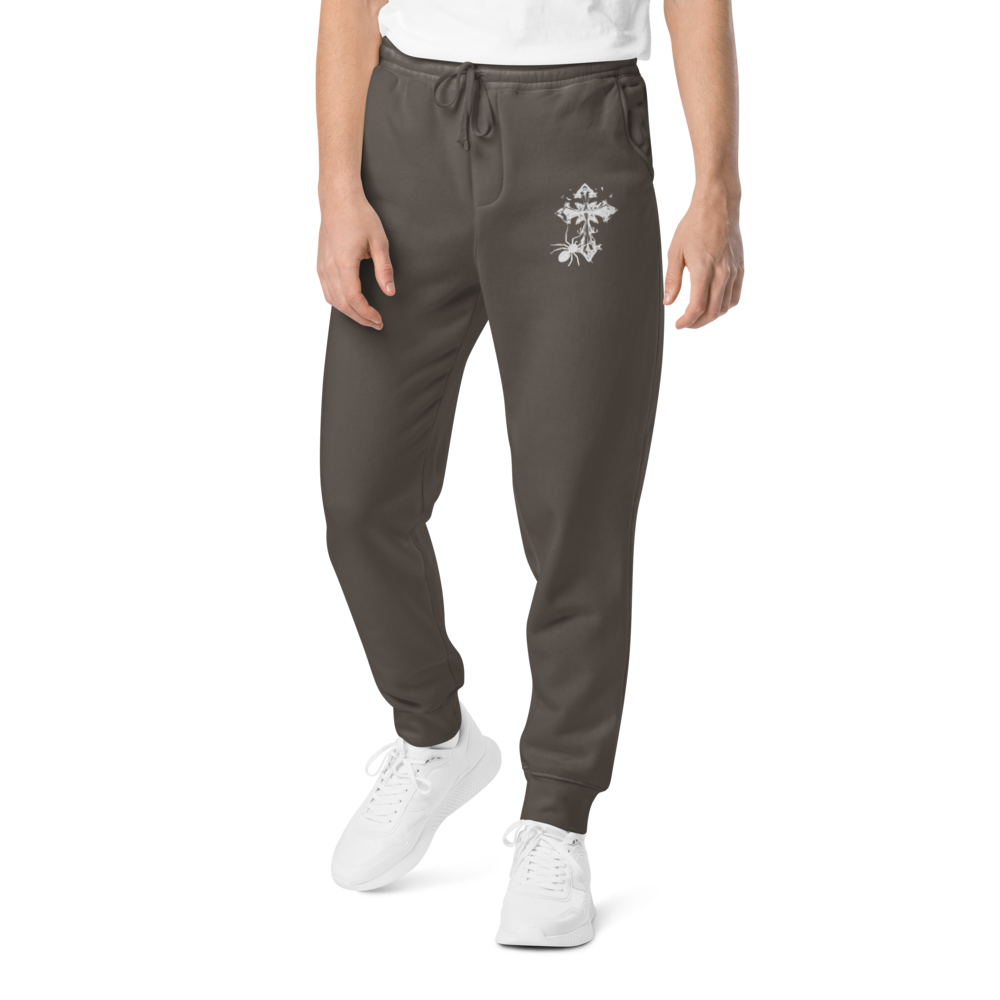 BRANDED GOTHIC CROSS EMBROIDED PANTS