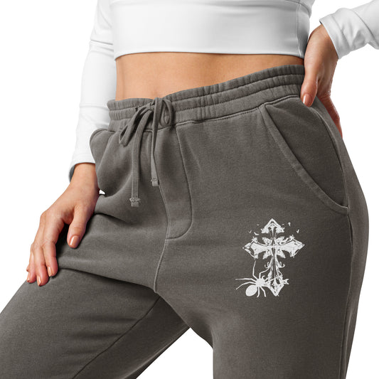 BRANDED GOTHIC CROSS EMBROIDED PANTS